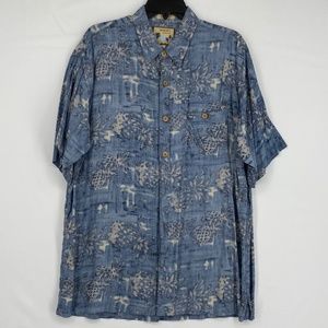 Imprints Sportswear Mens Large Button Up Shirt Inside Out Print Pineapple Rayon